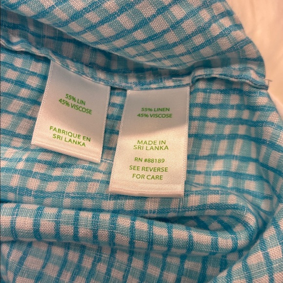 NWOT Lilly Pulitzer Sea View linen gingham blouse Shirt Small - Picture 4 of 4